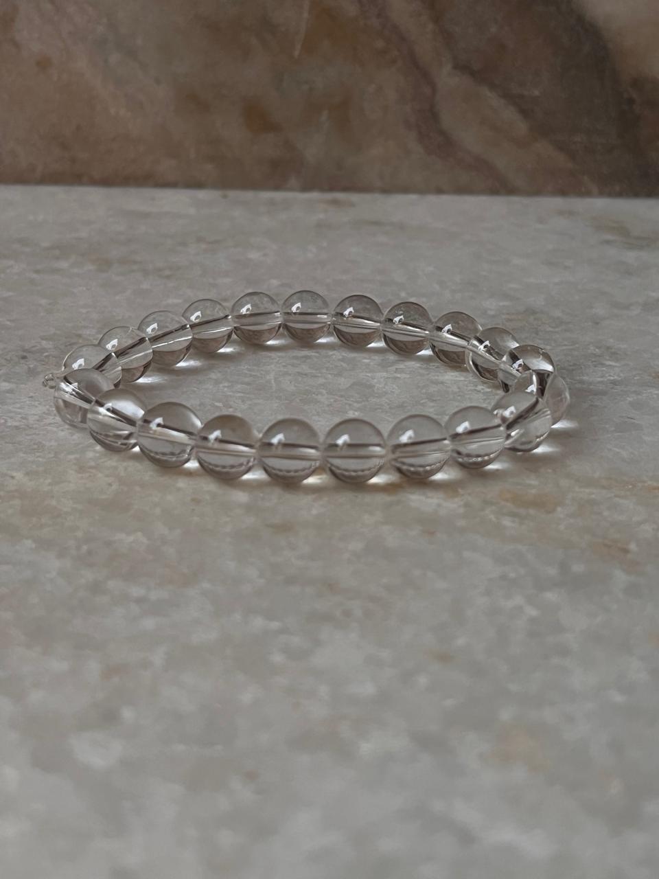 Transparent Clear Quartz Gemstone Bracelet for Energy Amplification