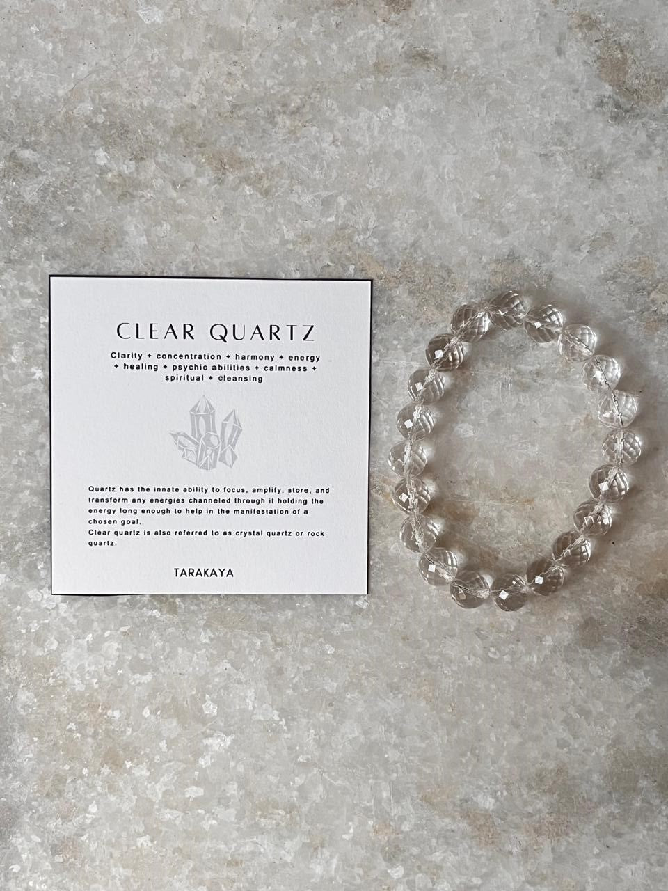 Handcrafted 10MM Clear Quartz Diamond Cut Crystal Bracelet