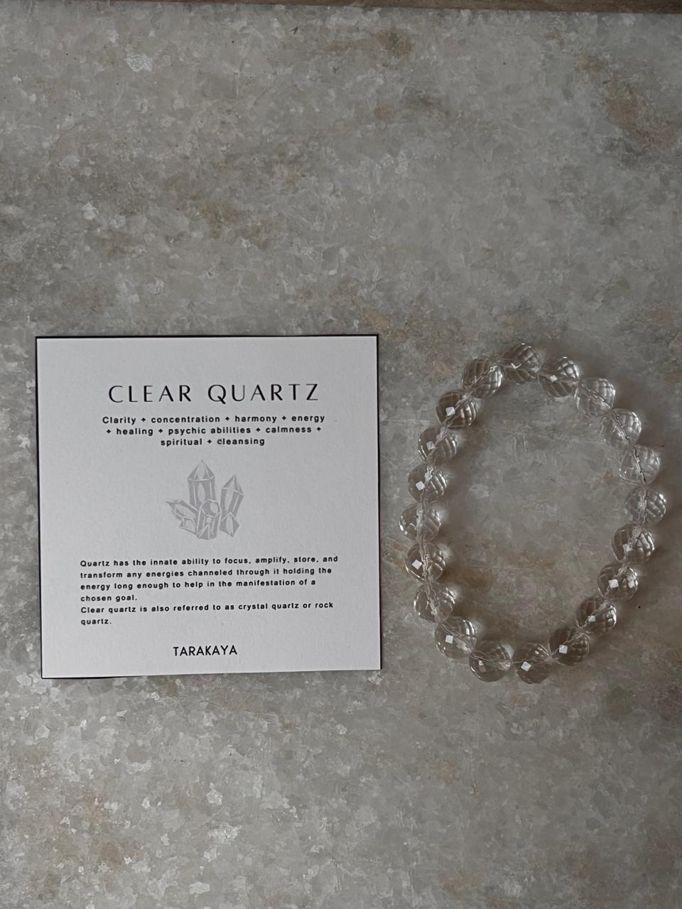 Natural Clear Quartz 10MM Diamond Cut Crystal Bracelet