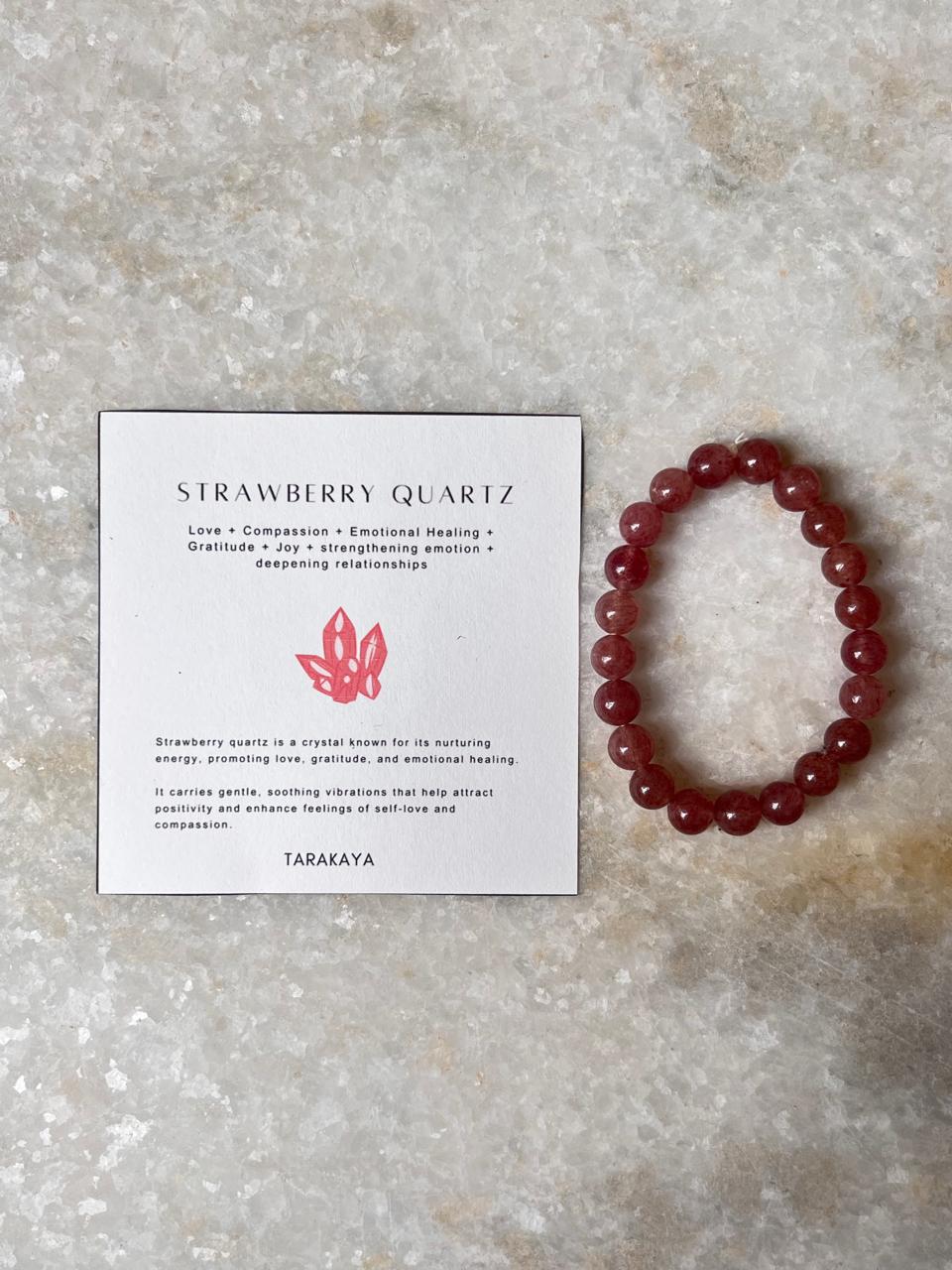 Strawberry Quartz Pink Crystal Bracelet for Women
