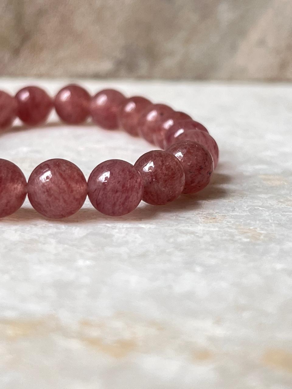 8MM Strawberry Quartz Healing Crystal Bracelet