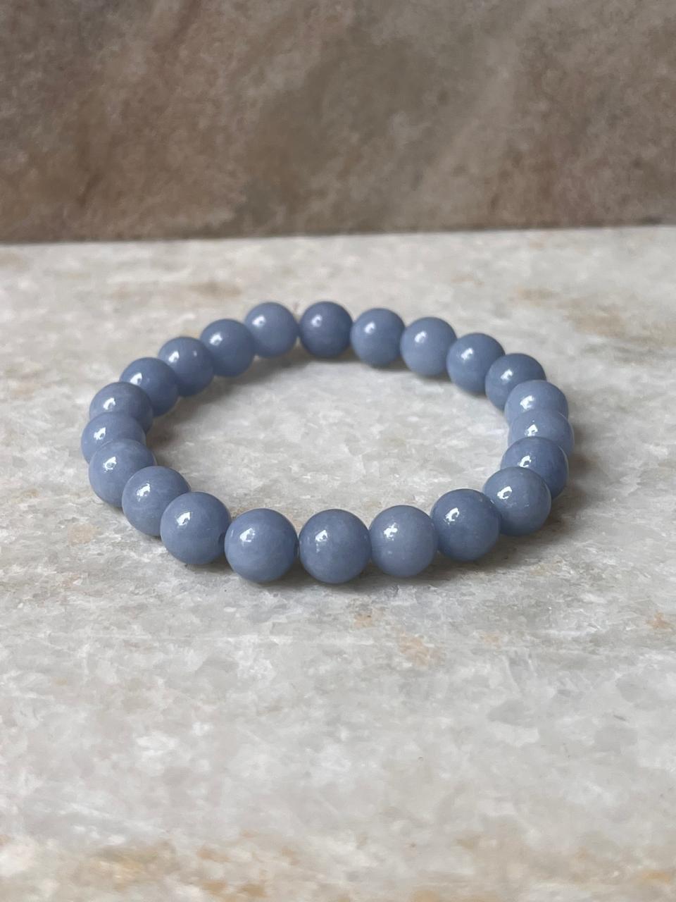 Handmade angelite natural stone bracelet 8MM beads