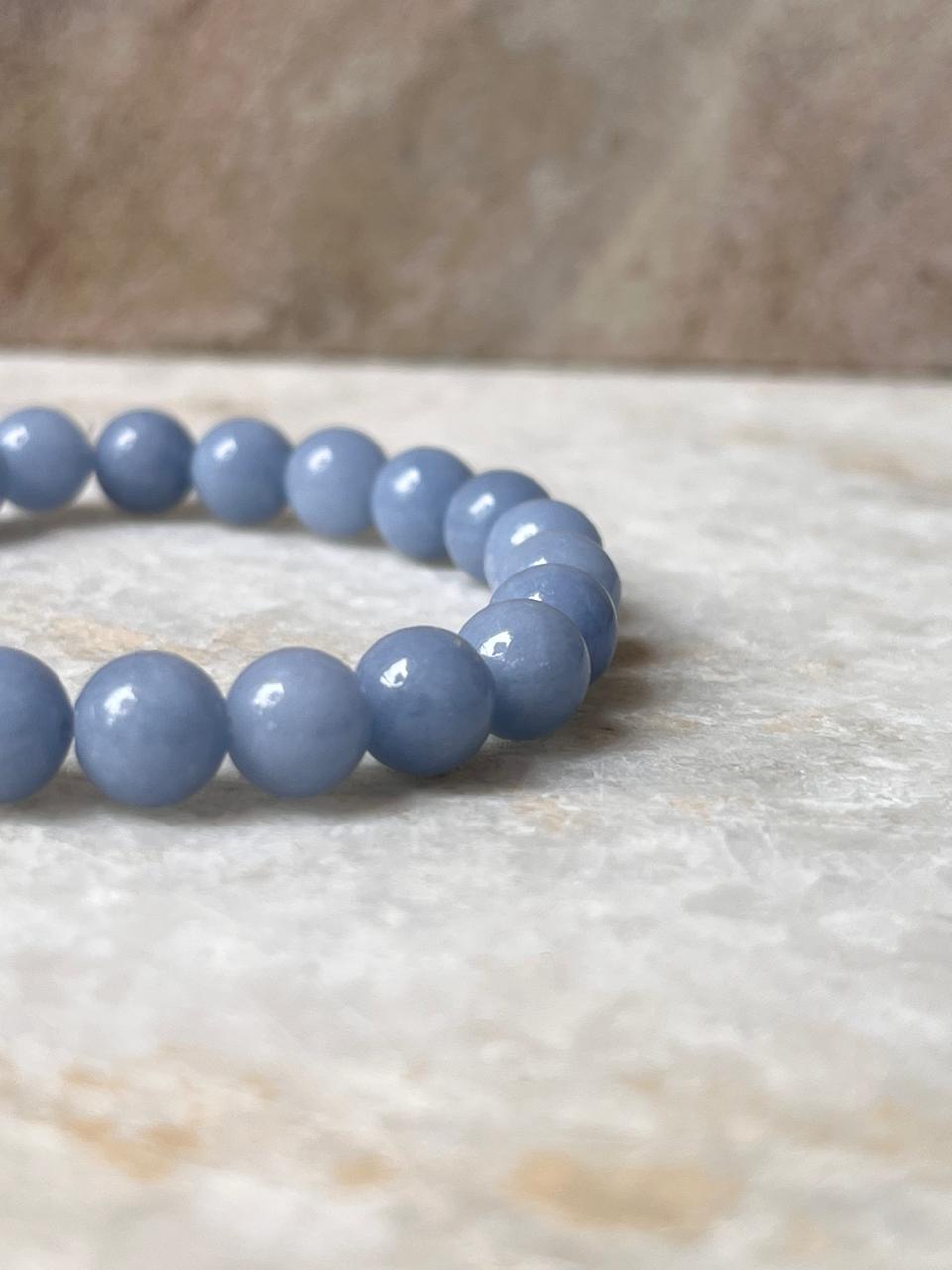8MM angelite crystal bead bracelet for peace and calm