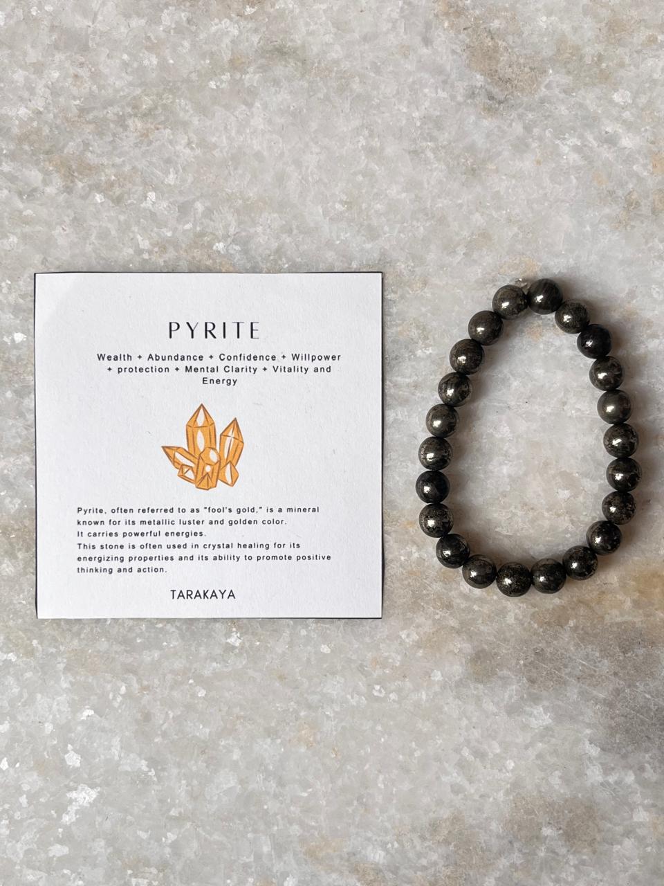 8MM Pyrite Crystal Bead Bracelet for Men and Women