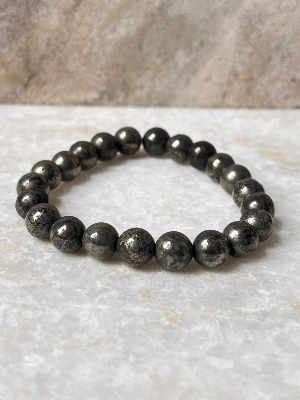 Handmade Pyrite Prosperity Bracelet with 8MM Stones