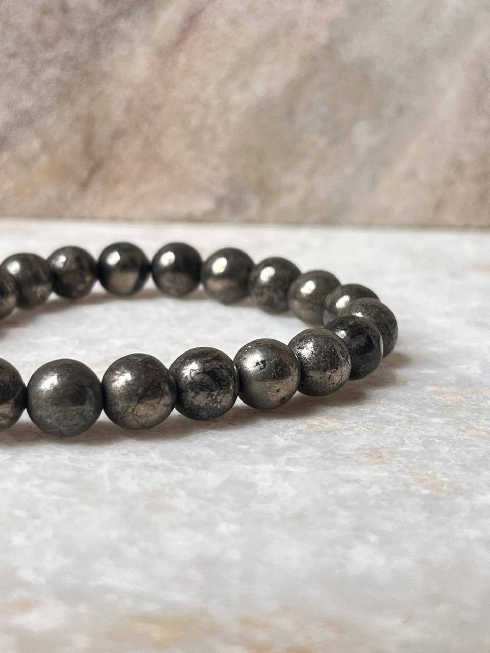 Pyrite Energy Bracelet 8MM Polished Beads