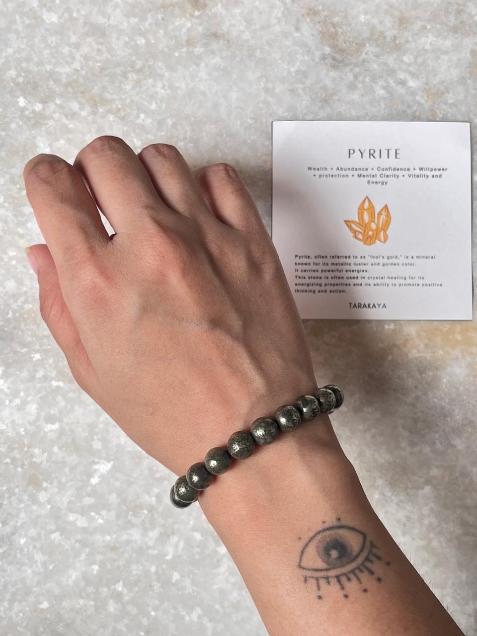8MM Pyrite Gemstone Bracelet for Protection and Prosperity
