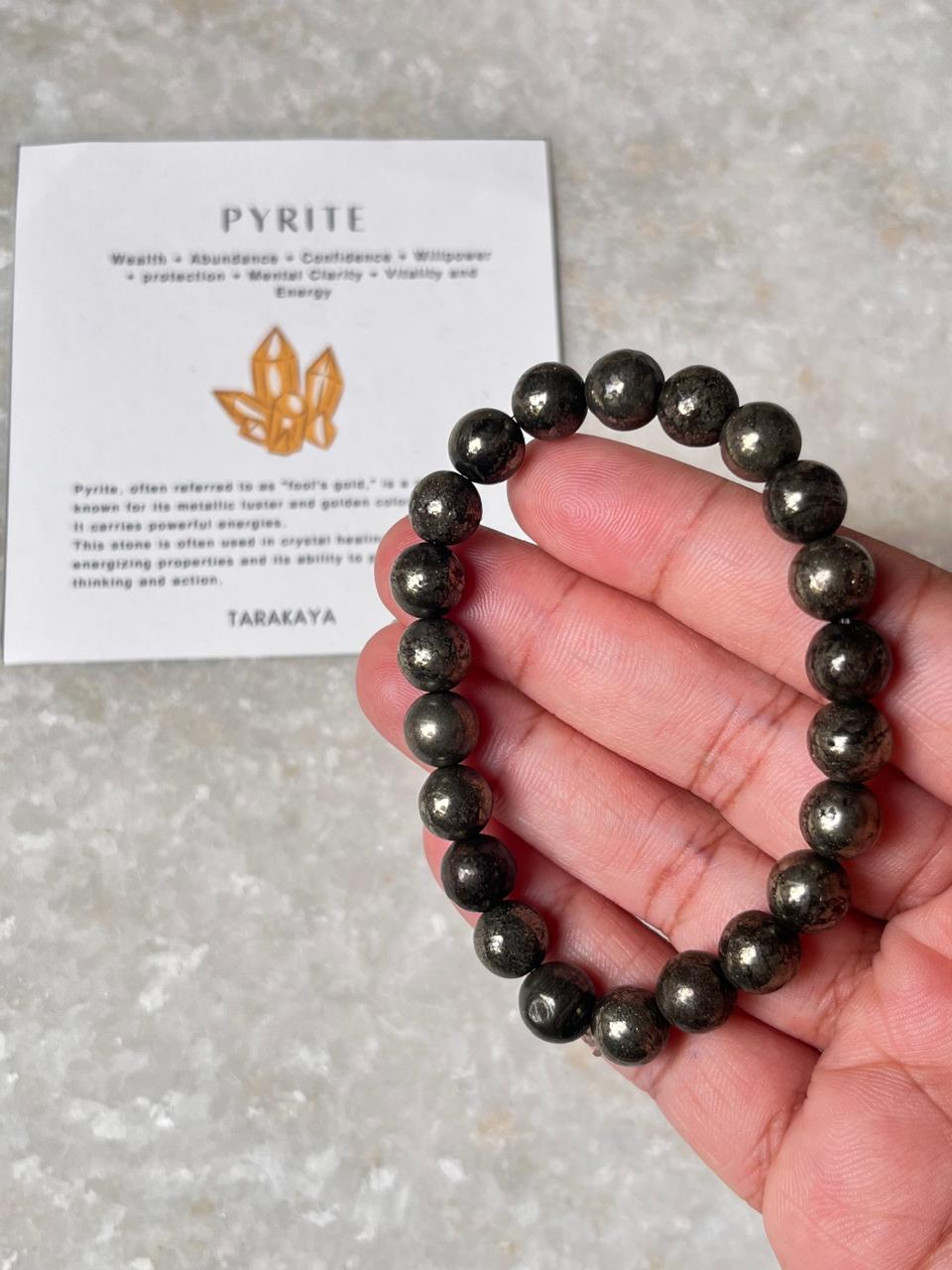 Pyrite Natural Crystal Bracelet 8MM Round Beads