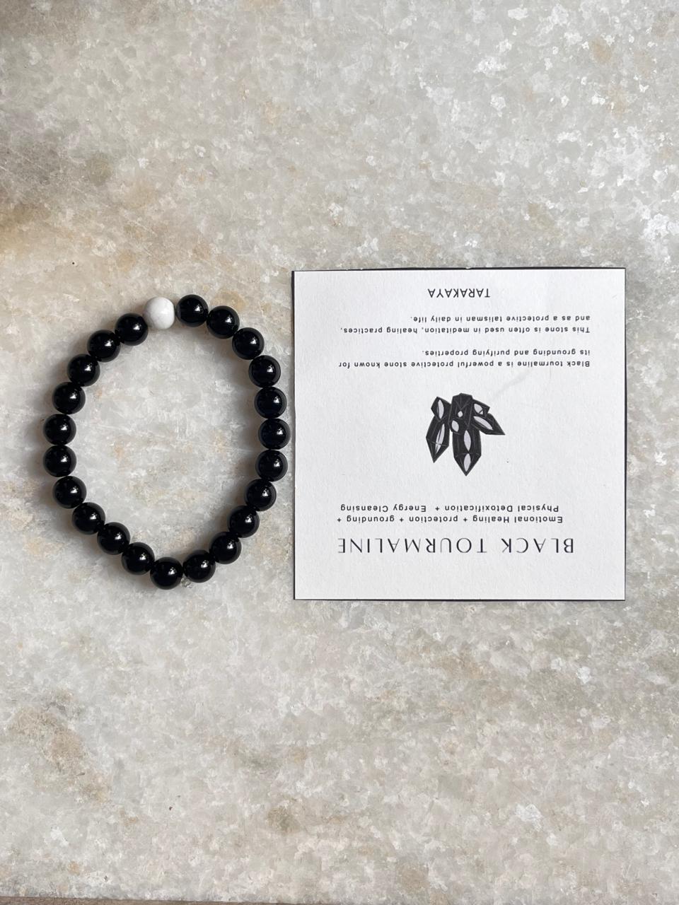 Couple Howlite / Black Tourmaline 8mm Natural Crystal Bracelet