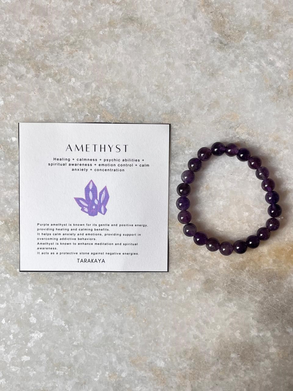 Minimalist amethyst gemstone bracelet in purple