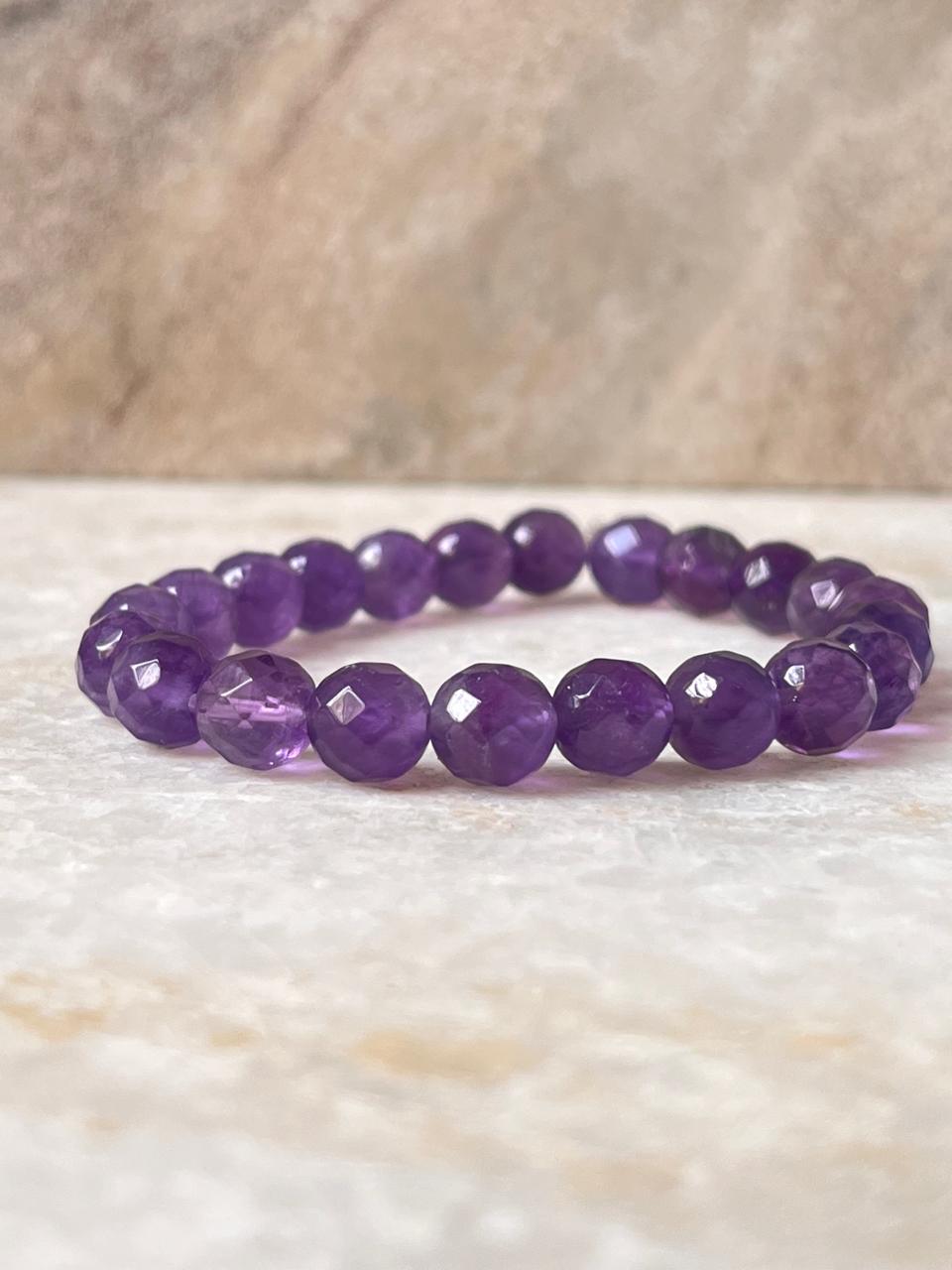 8MM faceted amethyst crystal bracelet for healing