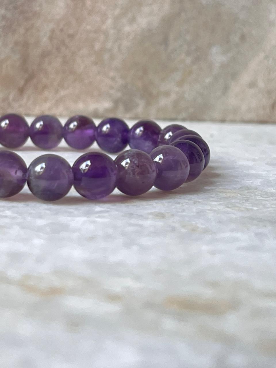 Natural amethyst stretch bracelet for women and men