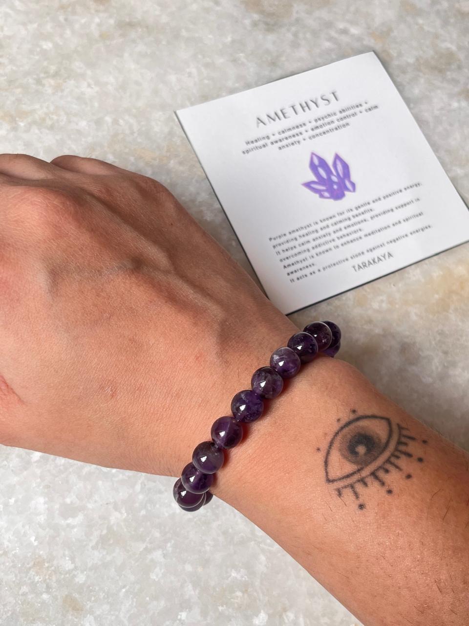Amethyst crystal bracelet for intuition and protection