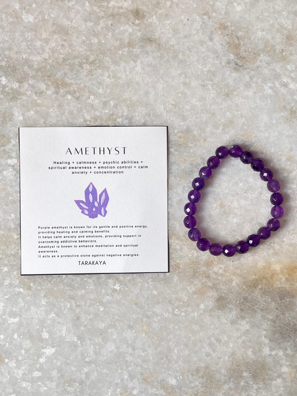 Purple amethyst faceted crystal healing bracelet
