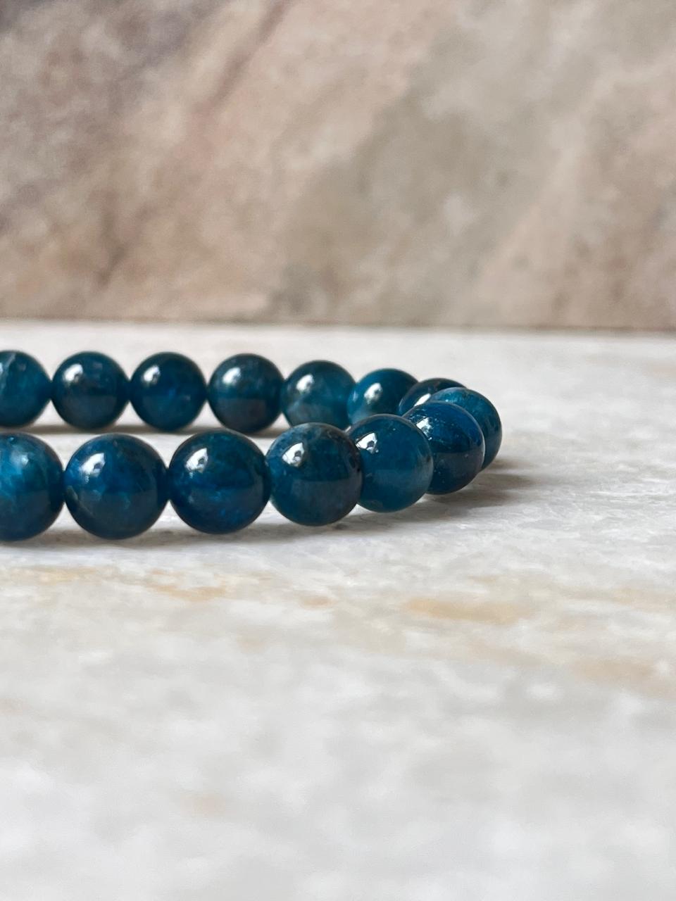 8MM blue apatite natural crystal bead bracelet