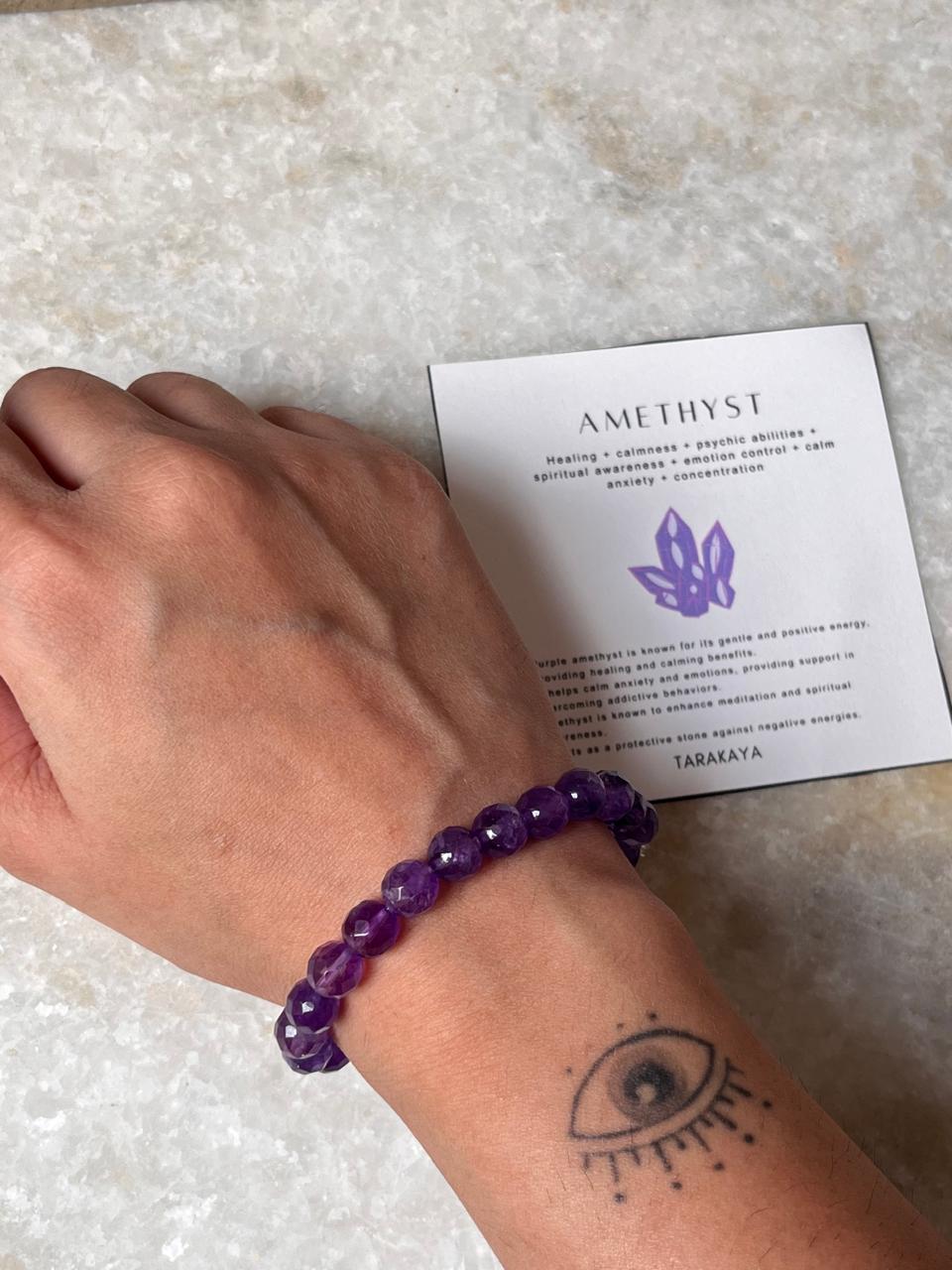 Natural amethyst gemstone bracelet for crown chakra