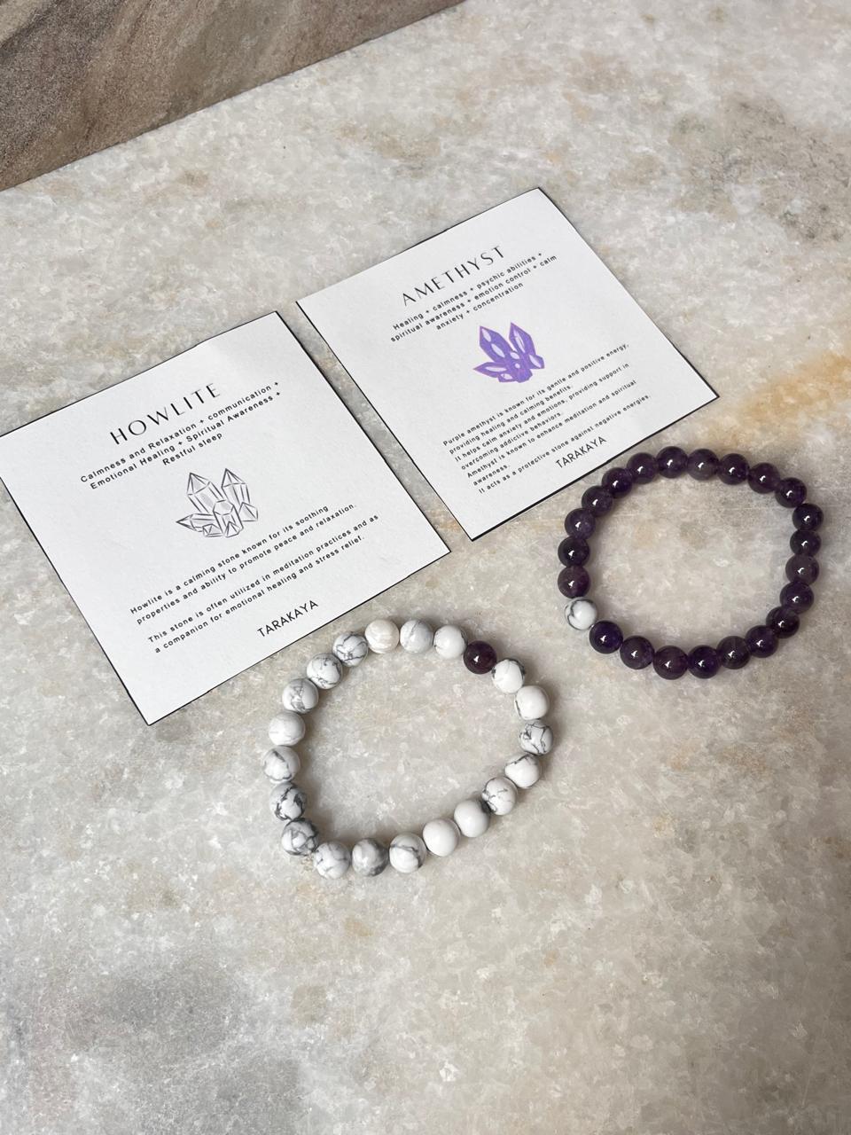 Couple Amethyst / Howlite 8mm Natural Crystal Bracelet