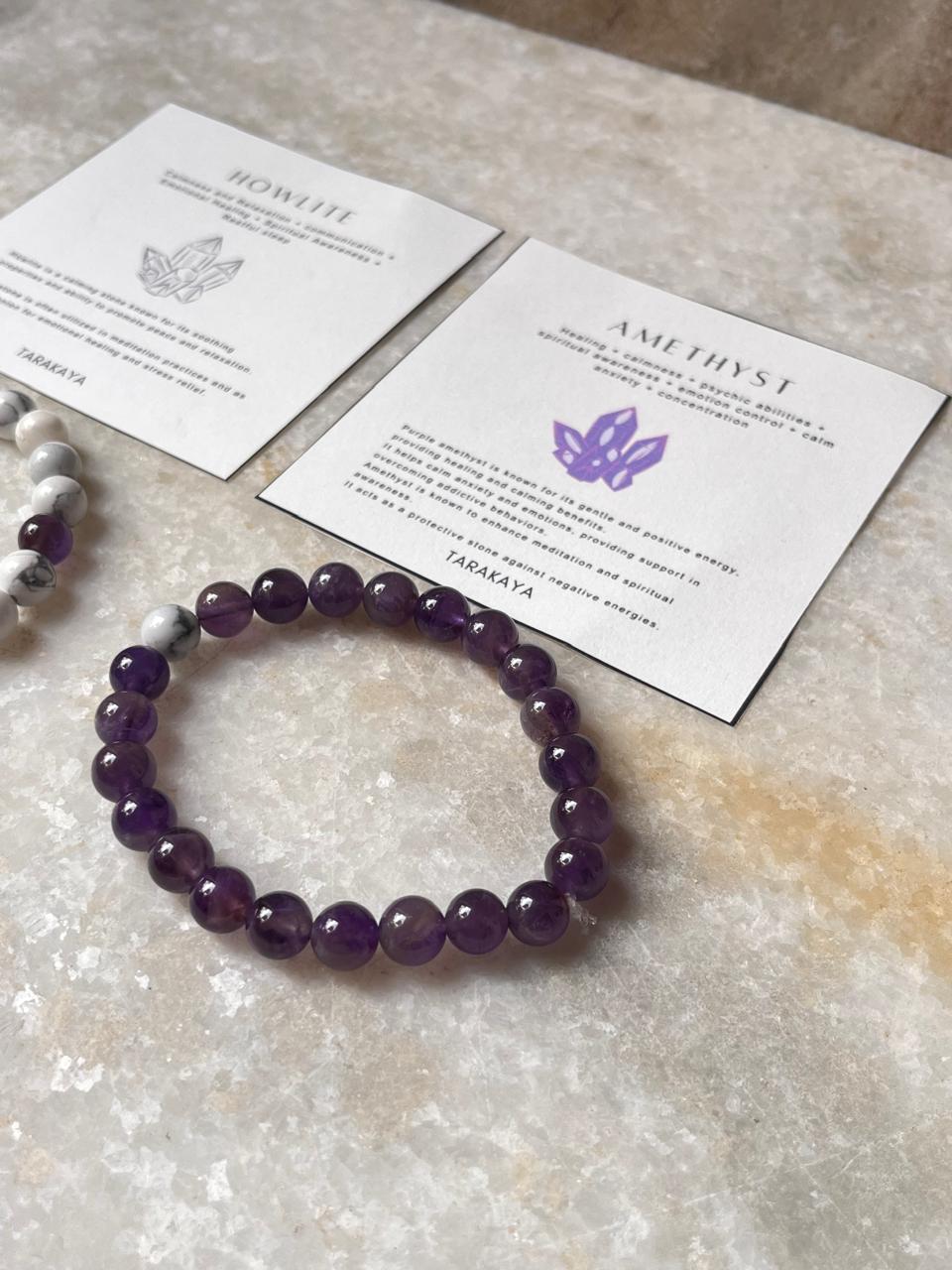 Couple Amethyst / Howlite 8mm Natural Crystal Bracelet