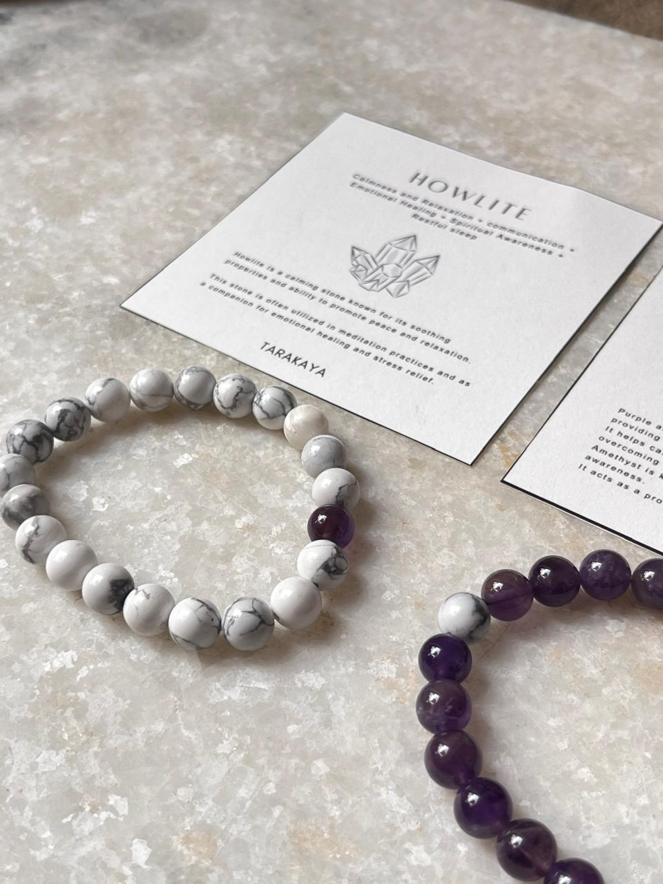 Couple Amethyst / Howlite 8mm Natural Crystal Bracelet