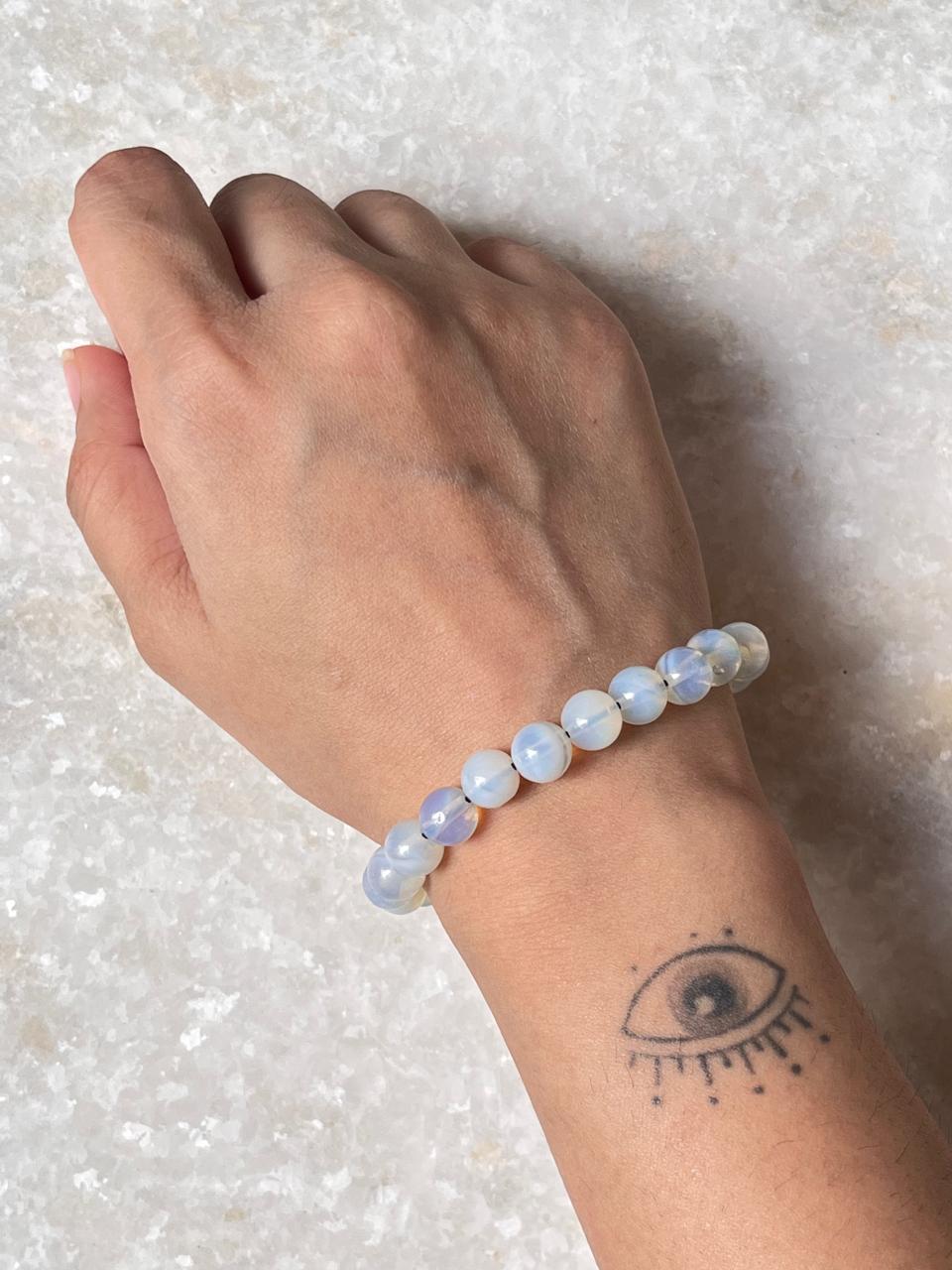 Glowing Opalite Healing Crystal Bracelet for Energy Flow