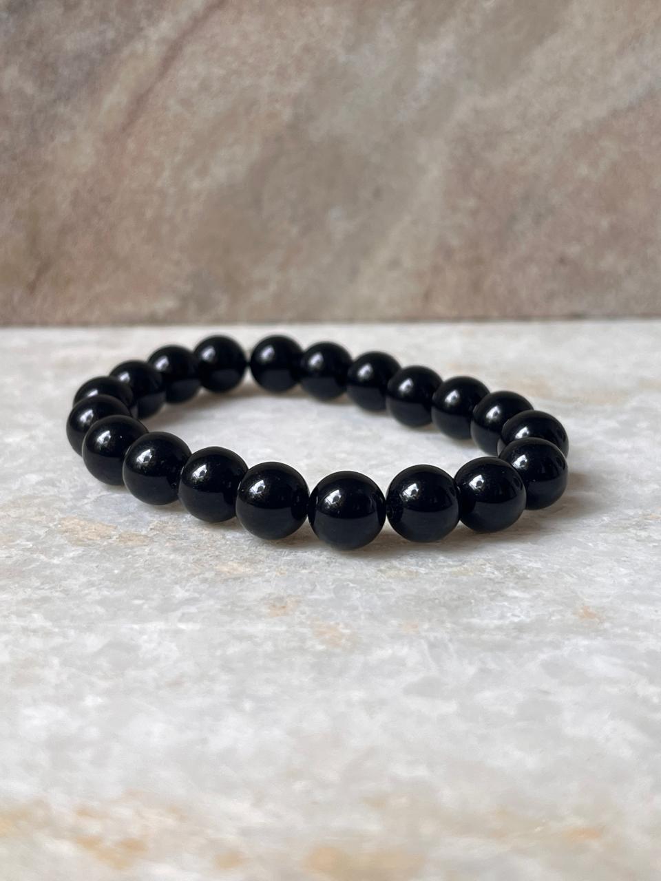 Black Onyx Natural Crystal Bracelet 8MM - Tarakaya Silver