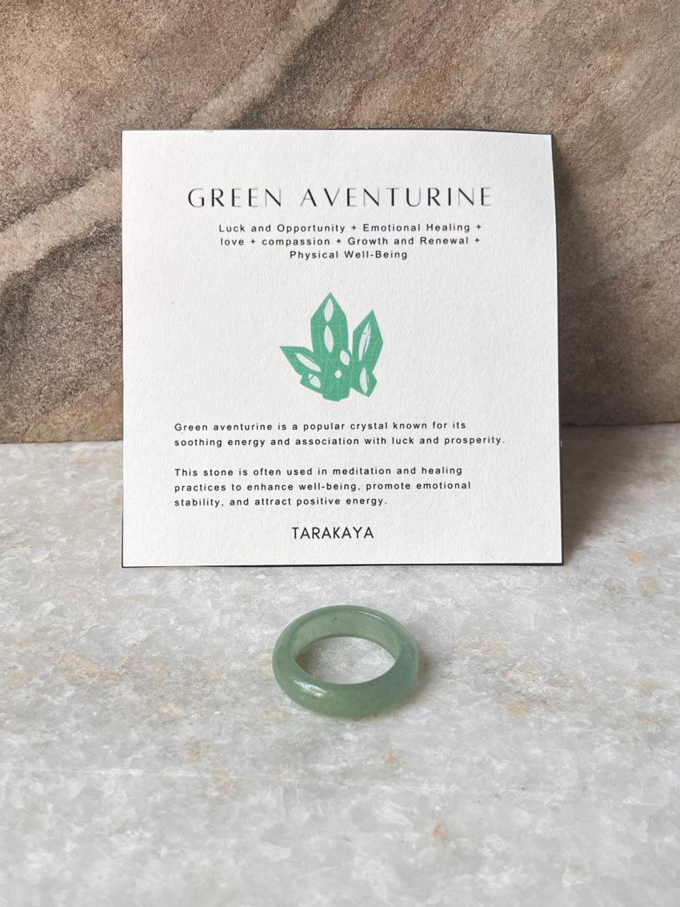 Green Aventurine Crystal Band Ring