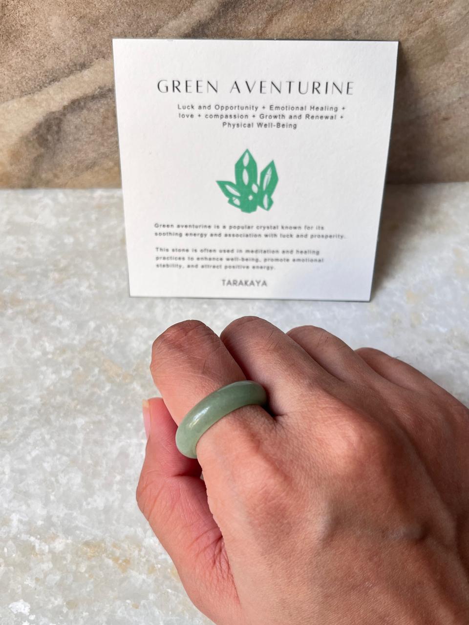 Green Aventurine Crystal Band Ring