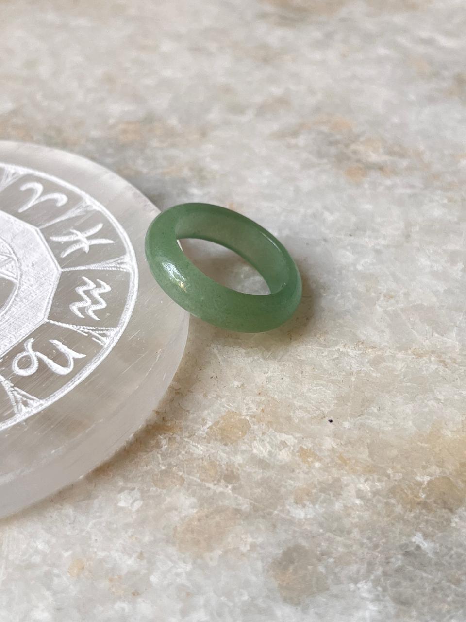 Green Aventurine Crystal Band Ring