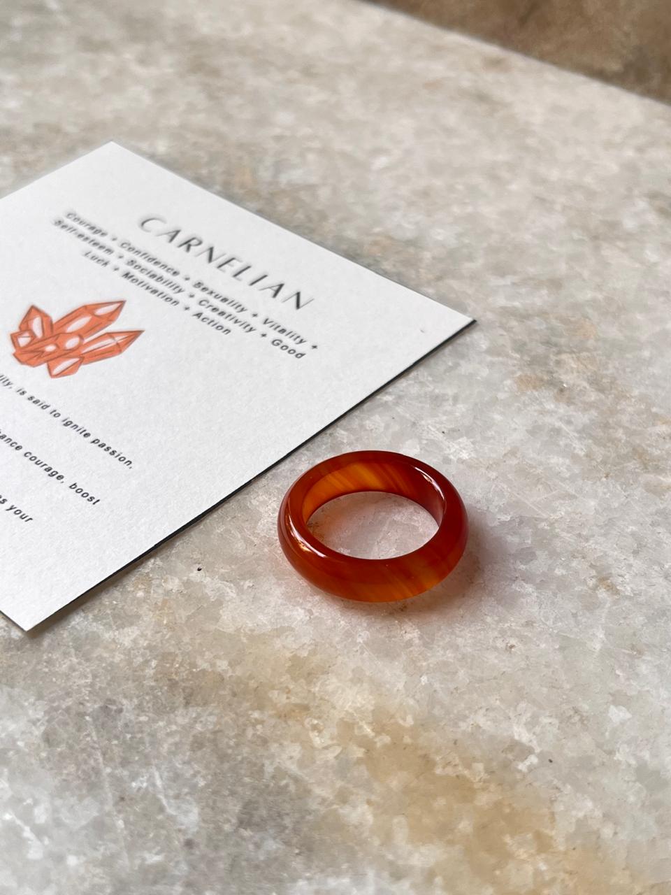 Carnelian Crystal Band Ring