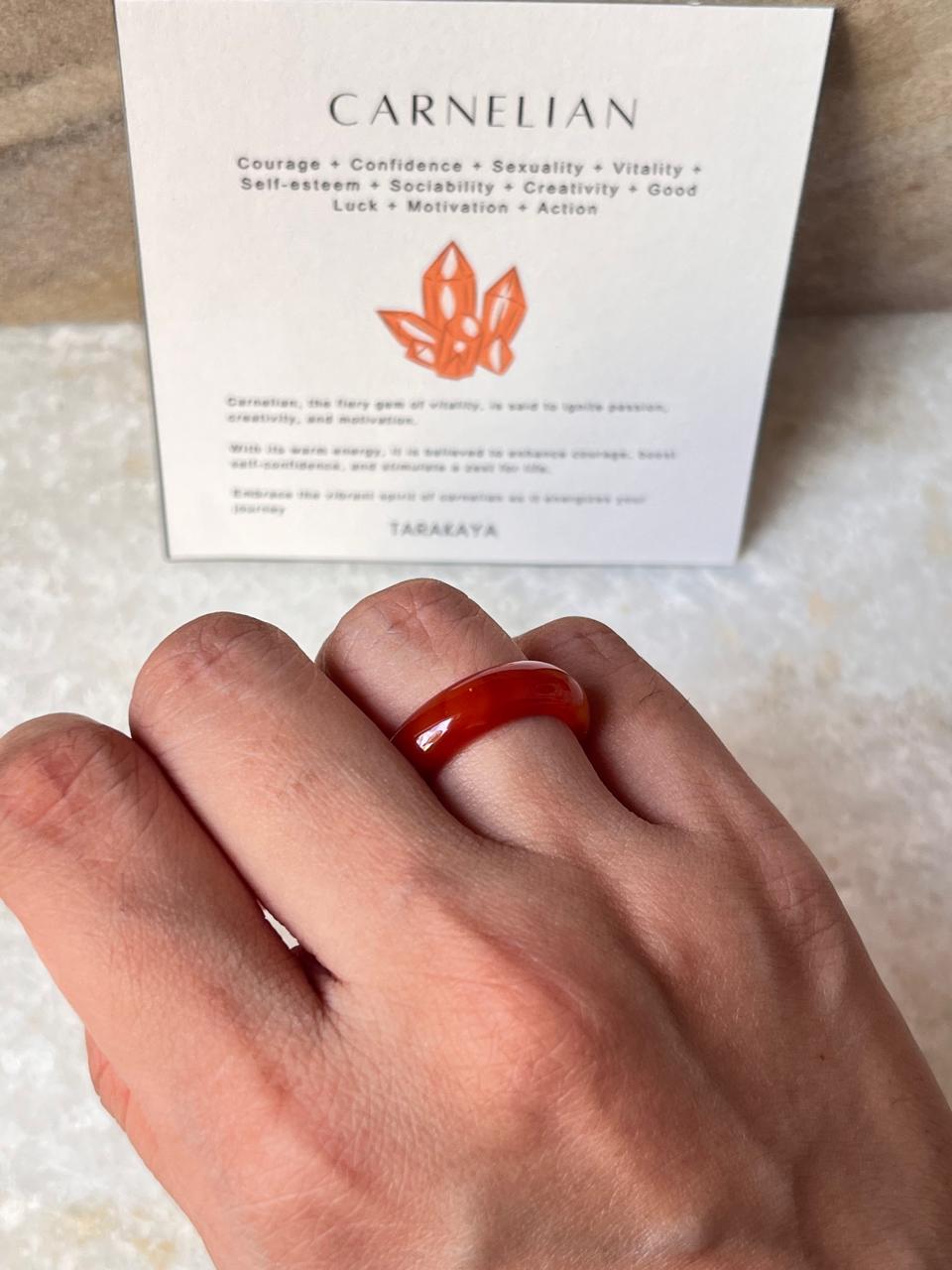 Carnelian Crystal Band Ring