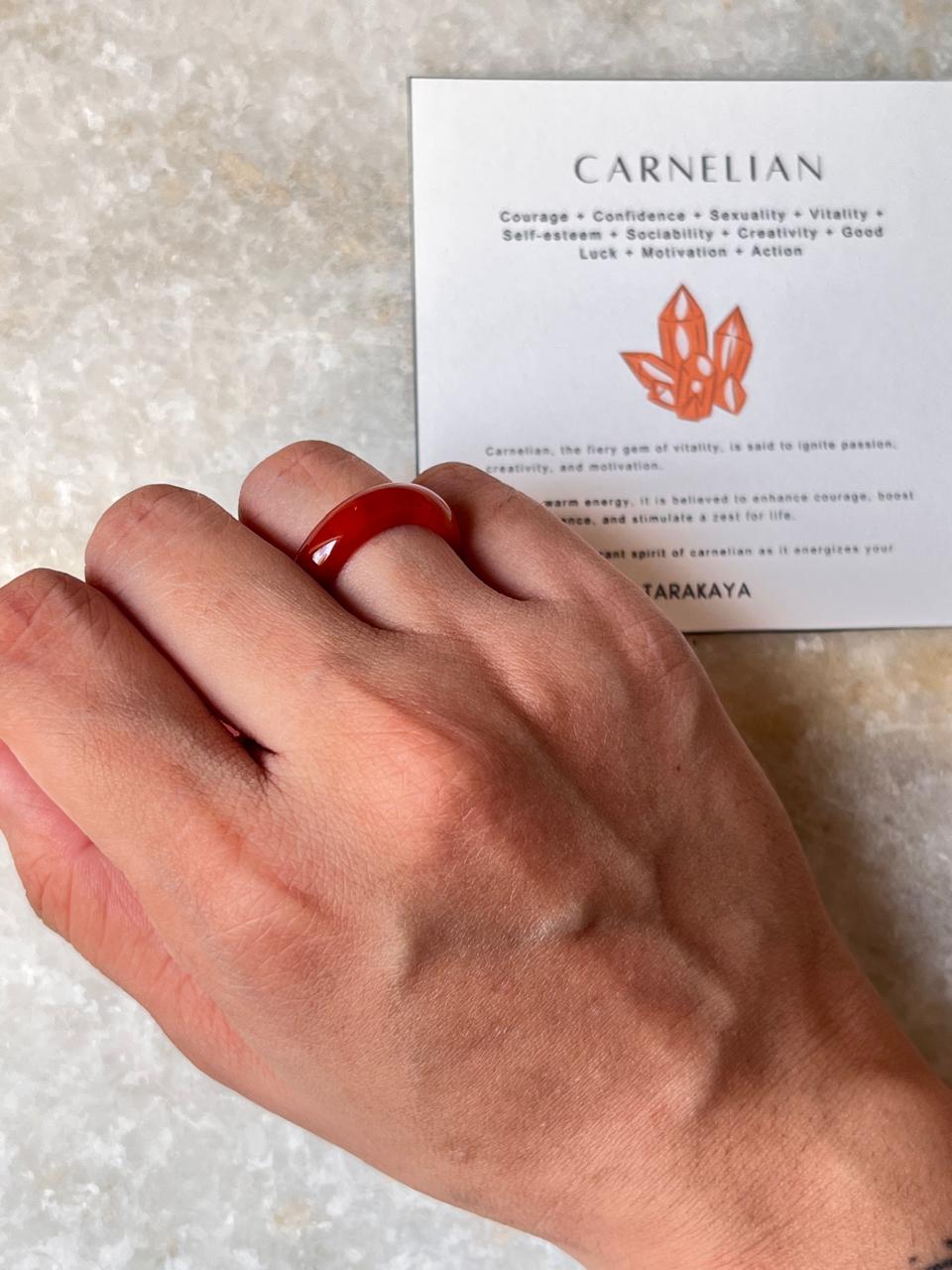 Carnelian Crystal Band Ring
