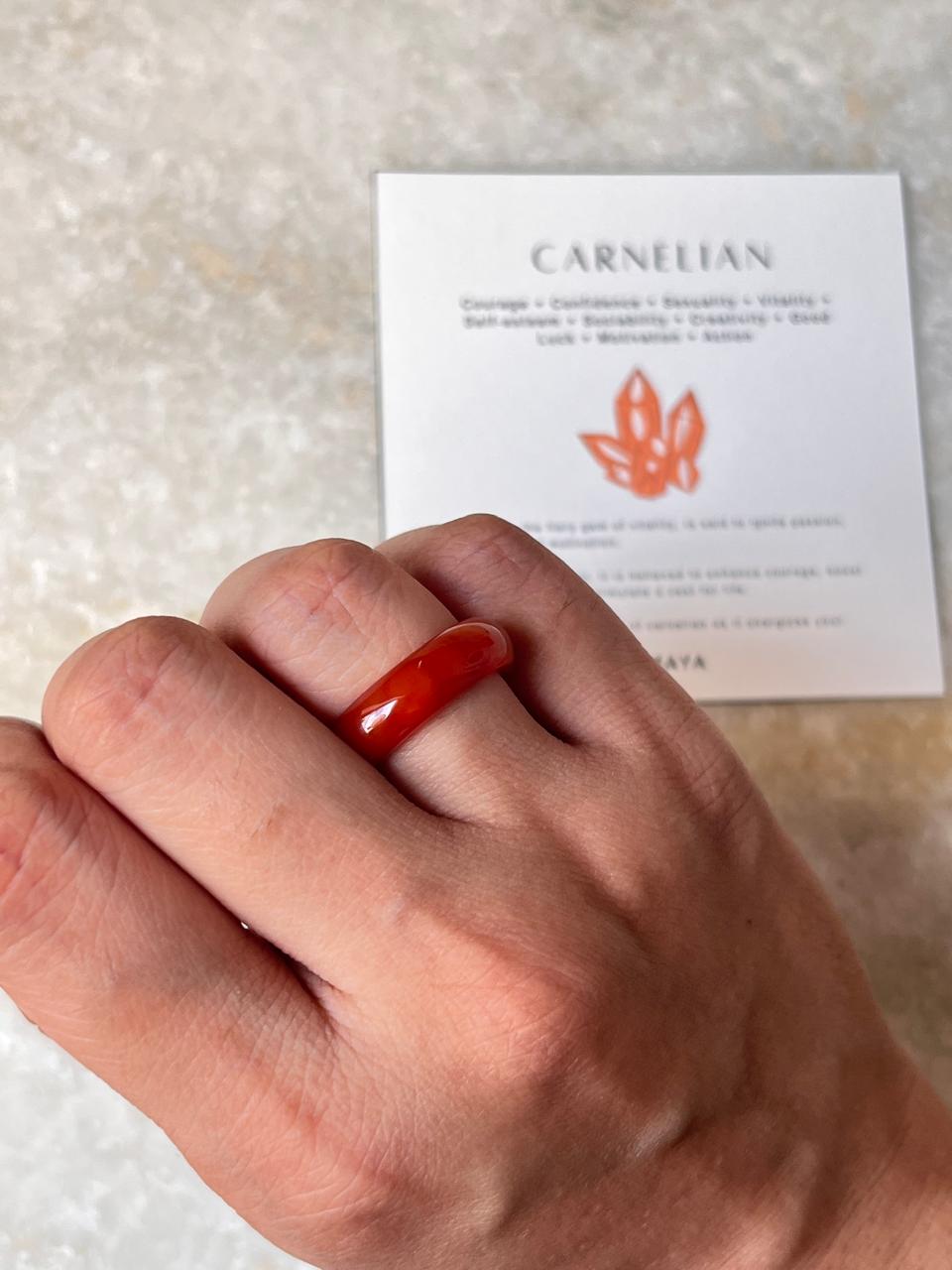 Carnelian Crystal Band Ring