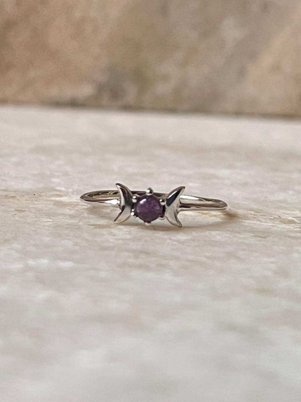 Amethyst Moon Phases 925 Sterling Silver Ring