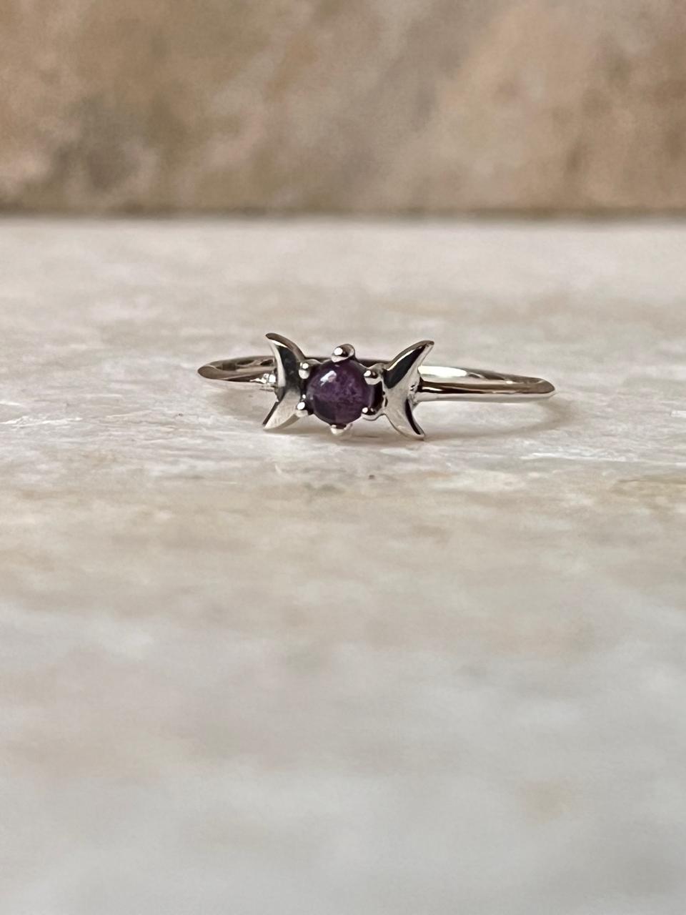 Amethyst Moon Phases 925 Sterling Silver Ring