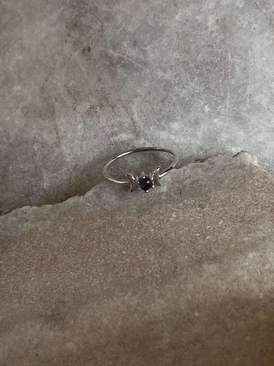 Amethyst Moon Phases 925 Sterling Silver Ring