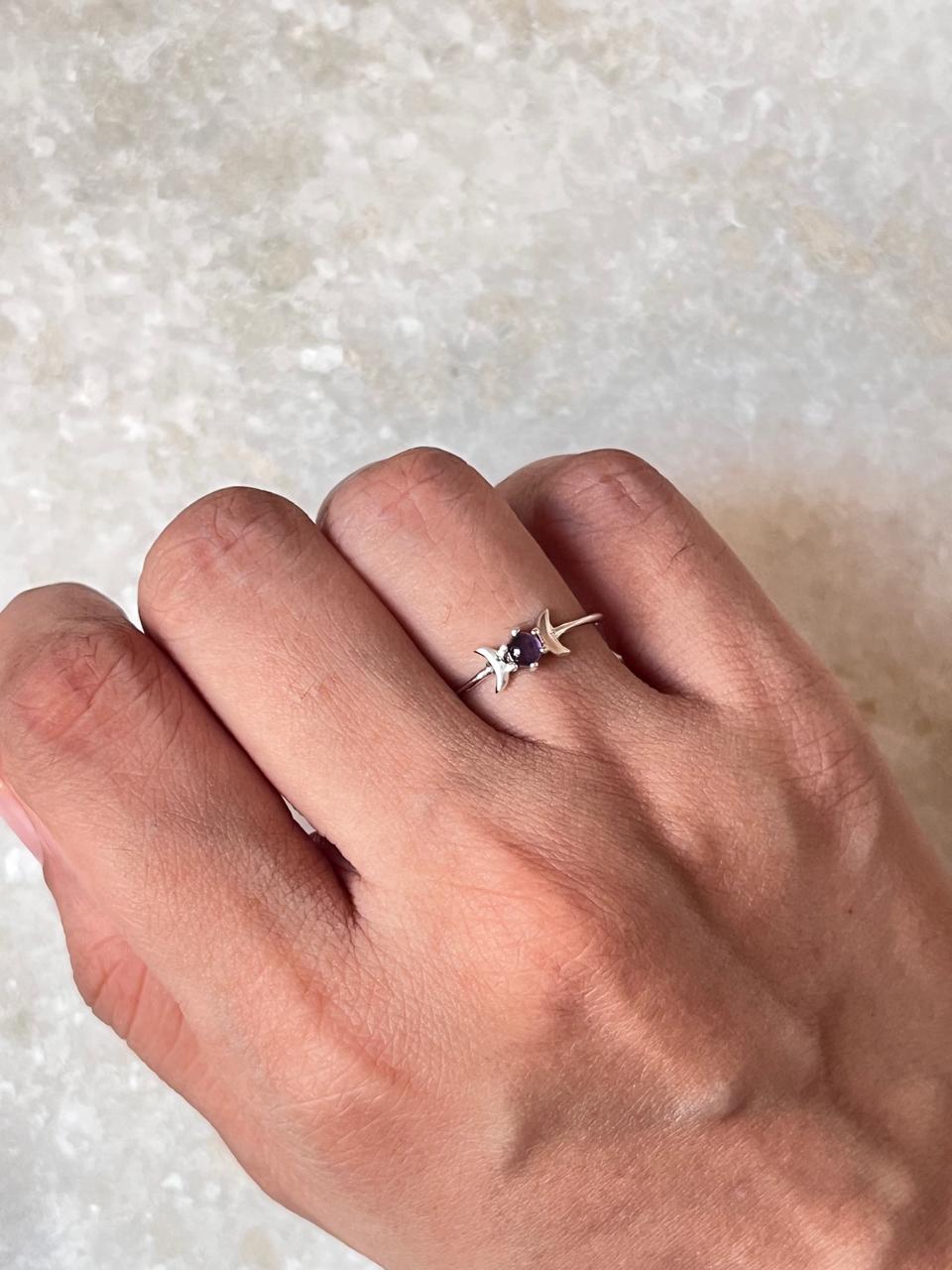 Amethyst Moon Phases 925 Sterling Silver Ring