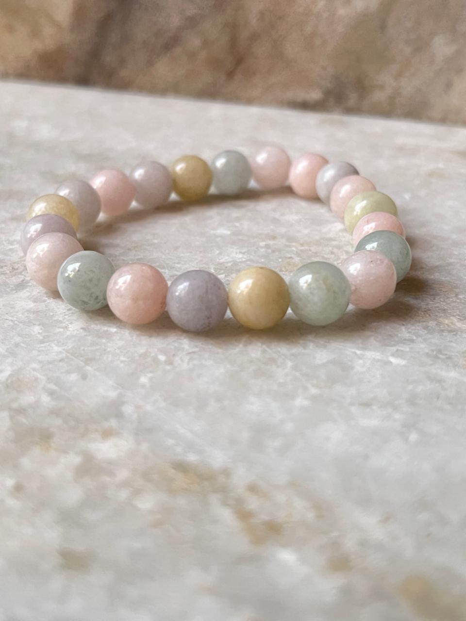 Handmade Morganite Crystal Bead Bracelet 8MM