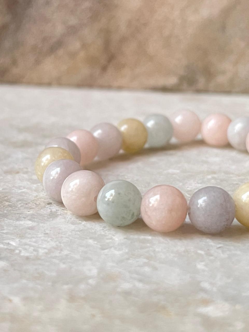Pastel Morganite Natural Gemstone Bracelet for Loving Energy