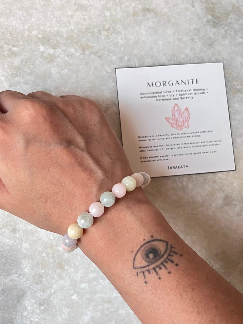 Polished Morganite Crystal Bracelet 8MM for Gentle Energy