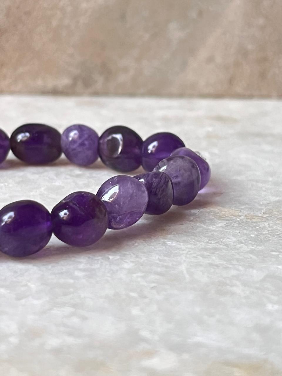 Amethyst Tumble 8MM Natural Crystal Bracelet
