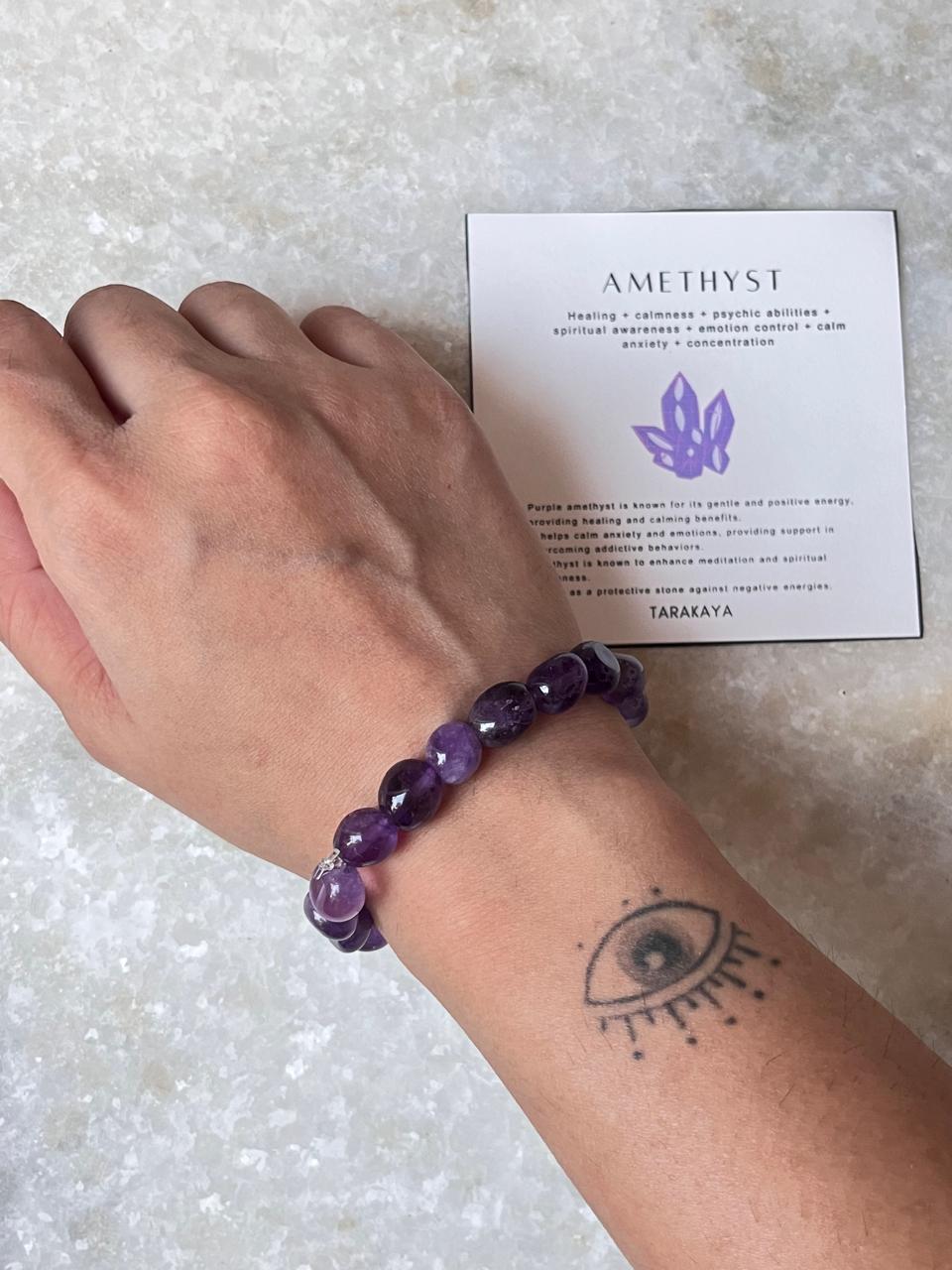 Amethyst Tumble 8MM Natural Crystal Bracelet