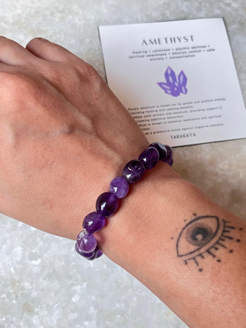 Amethyst Tumble 8MM Natural Crystal Bracelet
