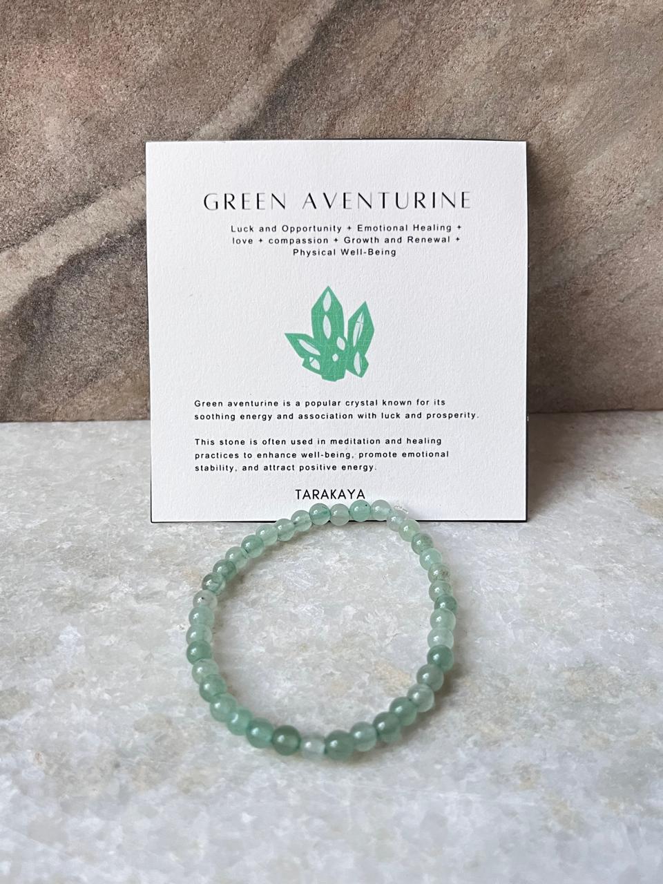 Green Aventurine Plain Round 4MM Crystal Bracelet