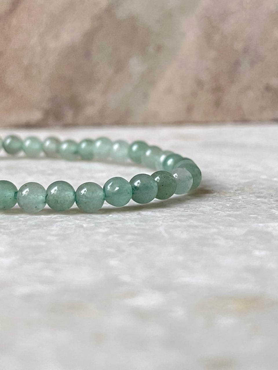 Green Aventurine Plain Round 4MM Crystal Bracelet