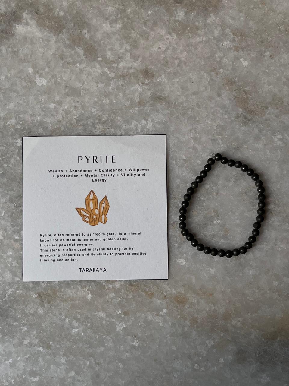 Pyrite Round Plain 4mm Natural Crystal Bracelet