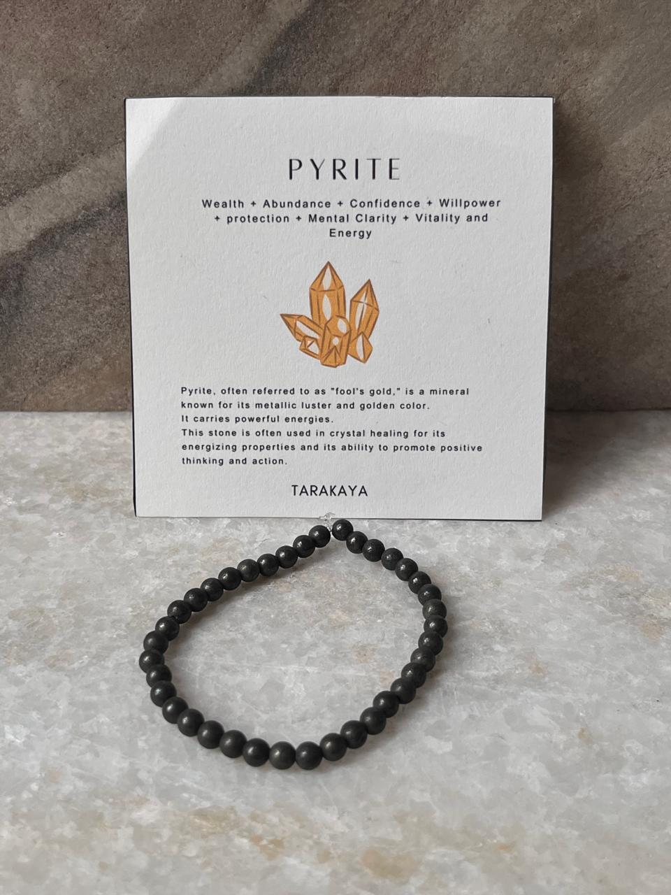 Pyrite Round Plain 4mm Natural Crystal Bracelet