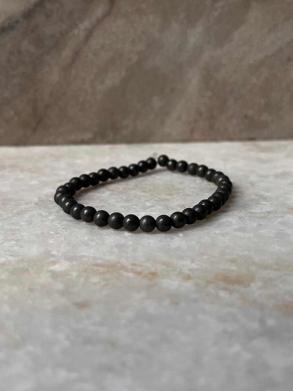 Pyrite Round Plain 4mm Natural Crystal Bracelet
