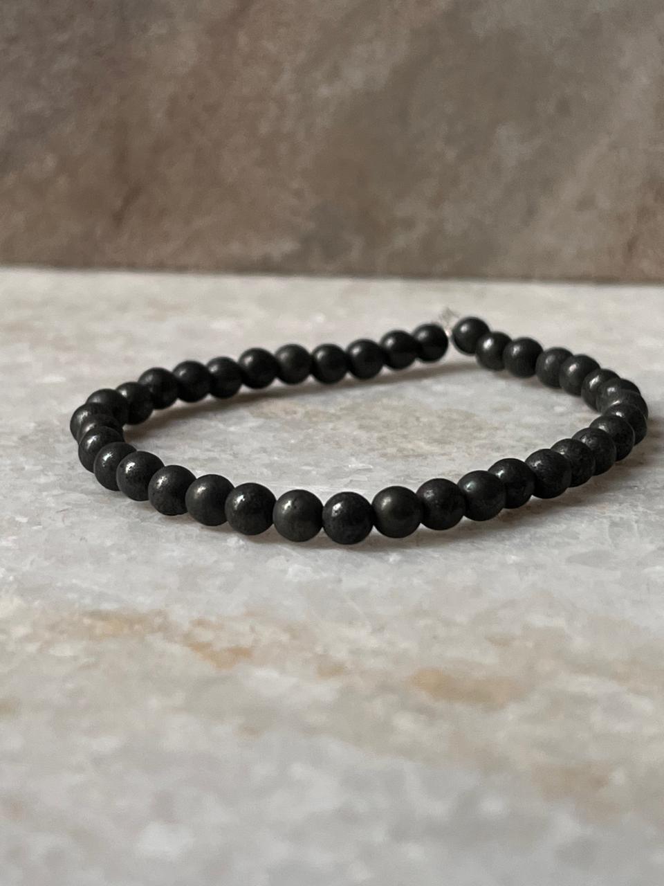 Pyrite Round Plain 4mm Natural Crystal Bracelet