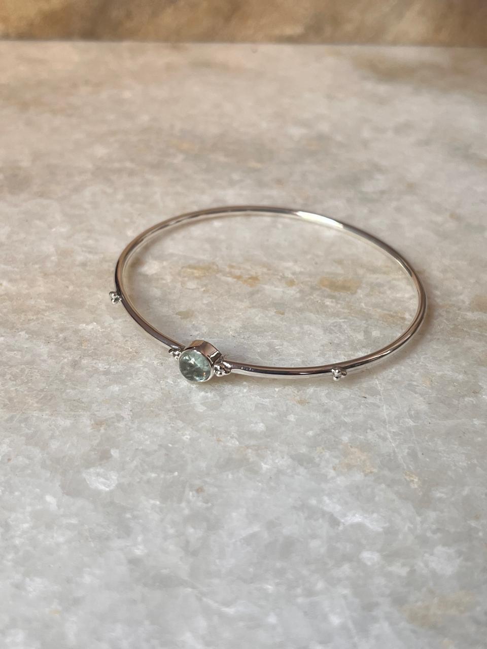 Aquamarine Boho Rawa 925 Sterling Silver Bangle