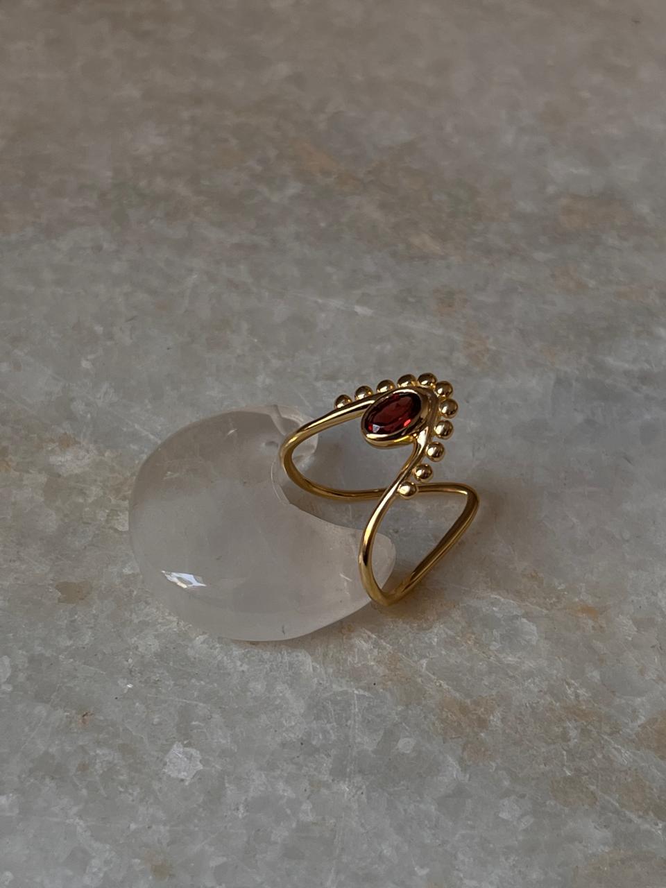 Gold Vermeil Garnet Vanki 925 Sterling Silver Ring